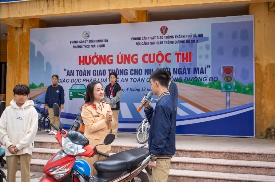 truong thcs thai thinh to chuc chuong trinh huong ung cuoc thi an toan giao thong cho nu cuoi ngay mai hinh 6