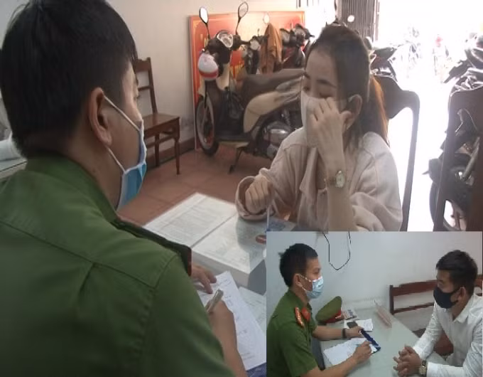Xử phạt đôi nam nữ 400 nghìn đồng vì không đeo khẩu trang nơi công cộng.