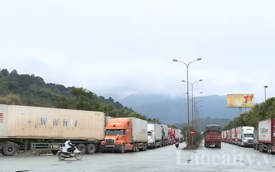 Hơn 2.300 xe chở hàng đang nằm chờ ở các cửa khẩu Lào Cai