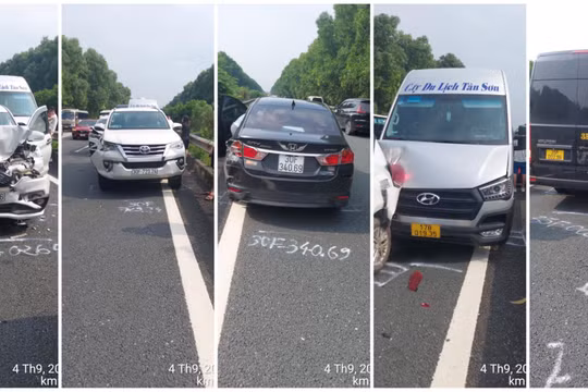 5 ô tô tông liên hoàn, lực lượng chức năng cấm xe từ Hà Nam vào cao tốc