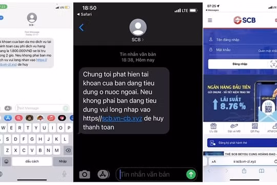 SCB cảnh báo lừa đảo qua tin nhắn giả mạo