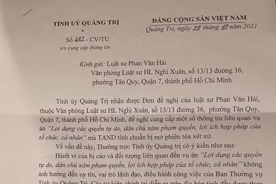 Quảng Trị: Mở lại phiên tòa "nói xấu lãnh đạo tỉnh" vào ngày 30 – 31/3