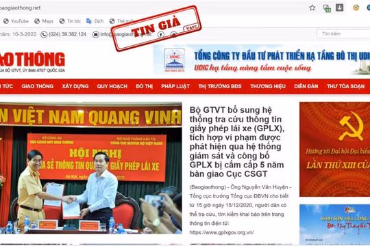 Xử lý website mạo danh Báo Giao thông, bán giấy phép lái xe giả