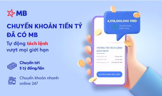 MB ra mắt tính năng chuyển khoản “Tách lệnh tự động” trên App MBBank