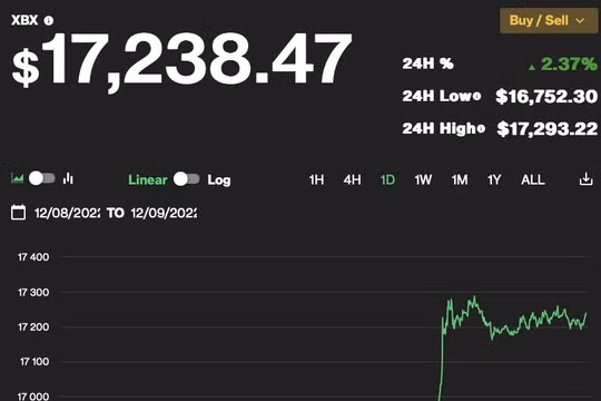 Giá Bitcoin hôm nay 9/12: Tăng lên trên 17.000 USD