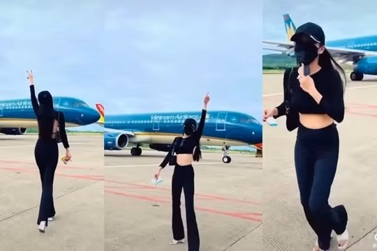 Cô gái nhảy múa gần máy bay đang lăn vào sân đỗ có thể bị xử phạt?