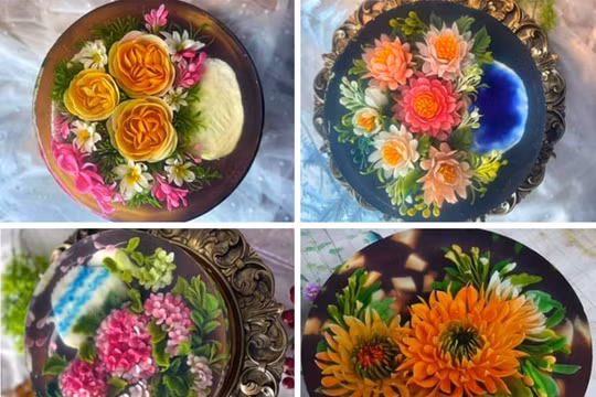 Độc đáo kỹ thuật làm bánh “nở hoa” trên khối thạch rau câu