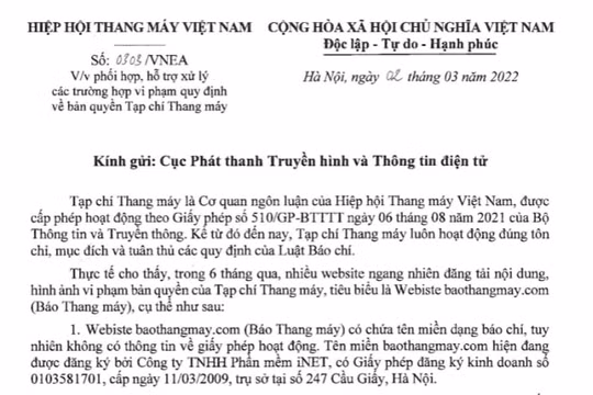Xuất hiện website sao chép số lượng lớn tin bài của Tạp chí Thang máy