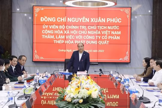 Chủ tịch nước Nguyễn Xuân Phúc thăm, làm việc tại Công ty CP Thép Hòa Phát Dung Quất