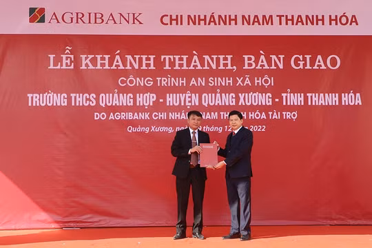 Agribank tài trợ 100% kinh phí xây dựng trường THCS Quảng Hợp, Quảng Xương, Thanh Hóa