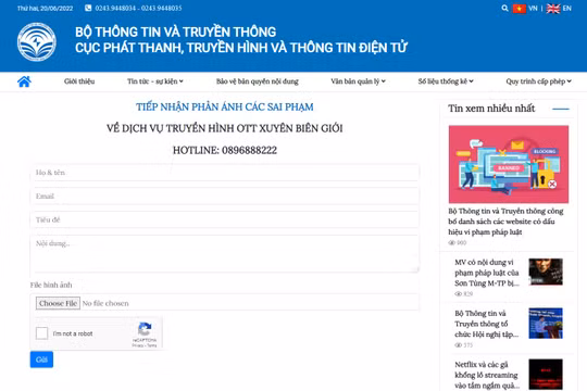 Ra mắt cổng thông tin tiếp nhận phản ánh các sai phạm về nội dung trên dịch vụ truyền hình