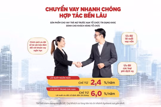 Agribank tiếp tục triển khai cho vay trả nợ trước hạn tổ chức tín dụng khác trong năm 2025