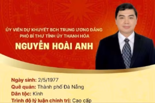 Bộ Chính trị giới thiệu ông Nguyễn Hoài Anh để bầu làm Chủ tịch tỉnh Thanh Hóa