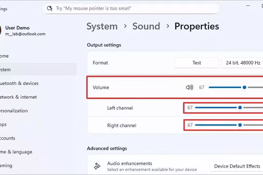 Cách điều chỉnh cân bằng âm thanh trái phải trên Windows 11