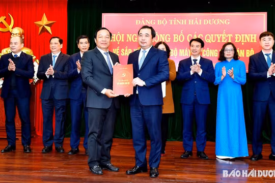Hải Dương: Công bố các quyết định sắp xếp tổ chức bộ máy và công tác cán bộ