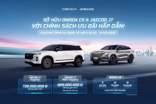 Khách mua xe Omoda C5 và Jaecoo J7 được ưu đãi cao nhất 70 triệu đồng