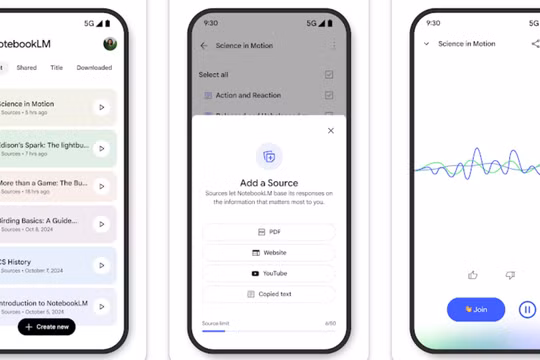 Google ra mắt ứng dụng ghi chú và tạo podcast NotebookLM dành cho điện thoại