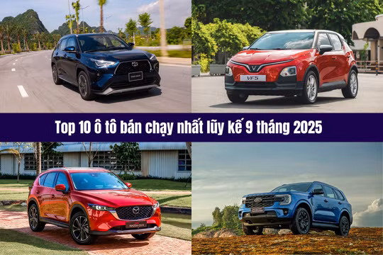Top 10 ô tô bán chạy nhất Việt Nam lũy kế 9 tháng 2025