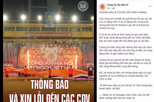 CLB Công an Hà Nội xin lỗi về sự cố vé giả và sẽ hoàn tiền cho khán giả