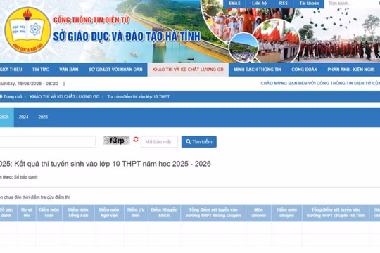 Hà Tĩnh công bố điểm thi vào lớp 10 THPT năm học 2025-2026