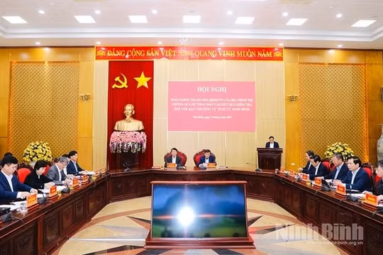 Đoàn kiểm tra của Bộ Chính trị, Ban Bí thư làm việc với Ban Thường vụ Tỉnh ủy Ninh Bình
