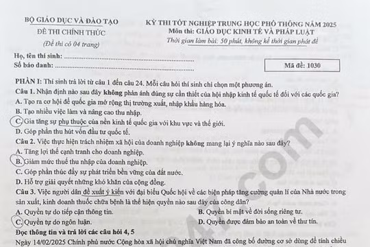 Đáp án đề thi tốt nghiệp THPT 2025 môn Tiếng anh, mã đề 1135 (tham khảo)