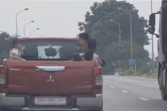 Hà Nội: Xử phạt tài xế chở trẻ nhỏ trên thùng ô tô bán tải