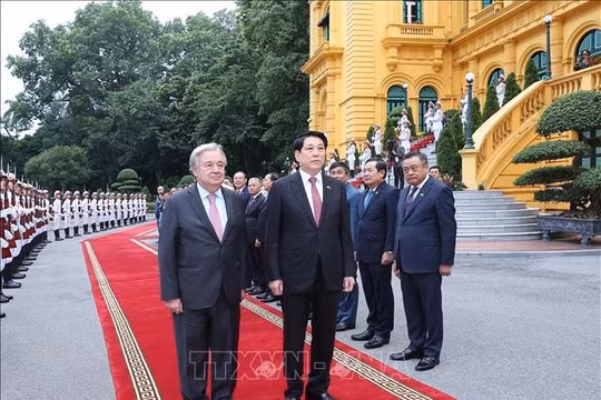 Chủ tịch nước Lương Cường chủ trì lễ đón chính thức Tổng Thư ký Liên hợp quốc