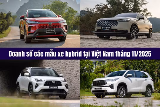 Doanh số các mẫu xe hybrid tại Việt Nam tháng 11/2025