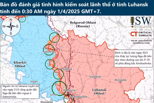 Bản đồ cho thấy bước tiến của Nga trên chiến trường