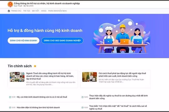 Cục Thuế ra mắt Cổng thông tin hỗ trợ cá nhân, hộ kinh doanh và doanh nghiệp vào ngày 18/8