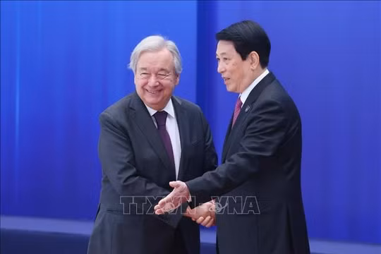 Chủ tịch nước Lương Cường đón Tổng Thư ký Liên hợp quốc dự Lễ mở ký Công ước Hà Nội