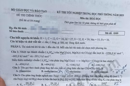 Đề thi tốt nghiệp THPT 2025 môn Lịch sử, mã đề 0811