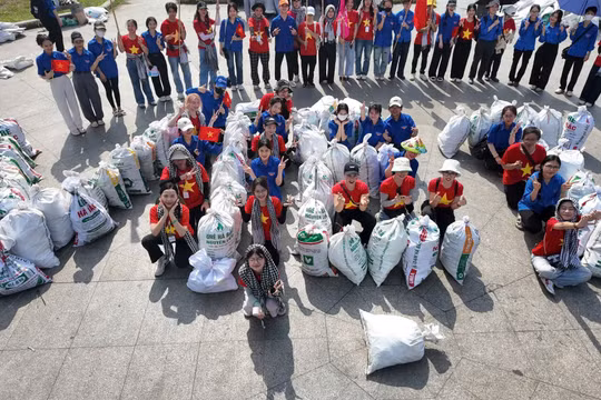 Hàng trăm tình nguyện viên nhặt rác làm sạch công viên ở Hà Nội