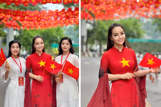 Các người đẹp phim giờ vàng VTV rạng rỡ trong buổi tập luyện chuẩn bị lễ diễu binh, diễu hành 2/9