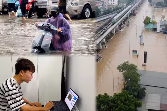 Hà Nội: Người chủ động ở nhà, người mắc kẹt ngoài đường sau trận mưa lớn gây ngập nặng