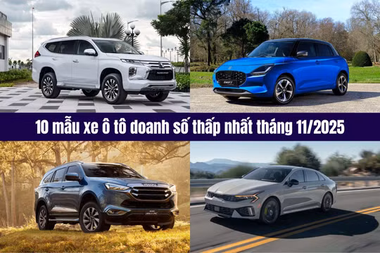 10 ô tô bán ít nhất thị trường Việt Nam tháng 11/2025