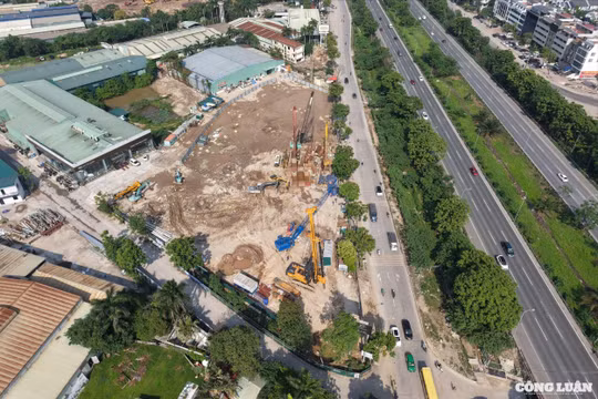 Hình ảnh thi công hầm chui đường Vành đai 3,5 với Đại lộ Thăng Long