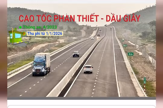 Cao tốc Phan Thiết - Dầu Giây dự kiến thu phí từ 1.1.2026