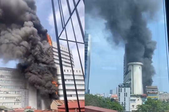 Hà Nội: Tòa nhà 18 tầng ở đường Thái Hà xảy ra cháy lớn