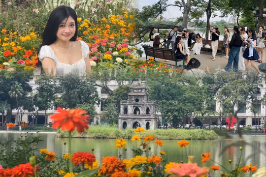Giới trẻ nô nức check-in sắc hoa Hồ Gươm