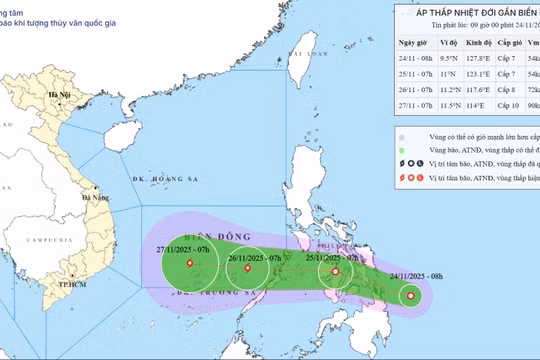 Hình thành áp thấp nhiệt đới nguy hiểm gần Philippines, hướng thẳng vào Biển Đông