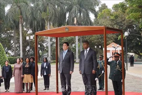 Lễ tiễn Chủ tịch nước Lương Cường và Phu nhân thăm cấp Nhà nước Angola