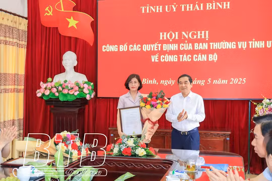 Trao quyết định về công tác cán bộ tại Hội Liên hiệp Phụ nữ tỉnh Thái Bình