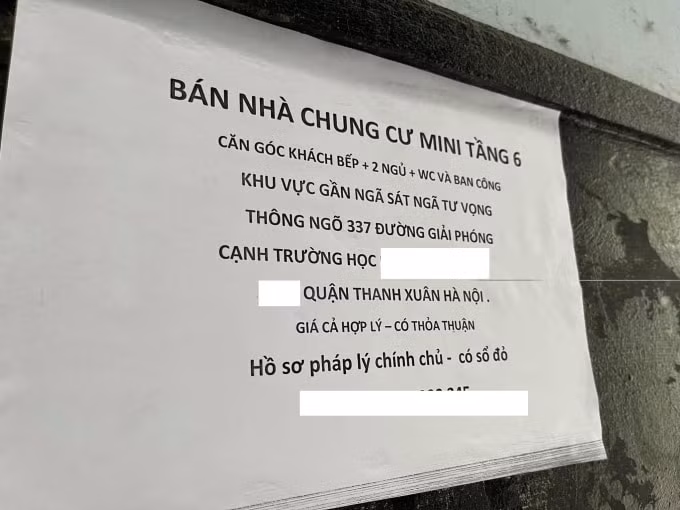 Một thông tin quảng cáo bán chung cư mini xuất hiện nhiều tháng qua. (Ảnh: Việt Vũ)