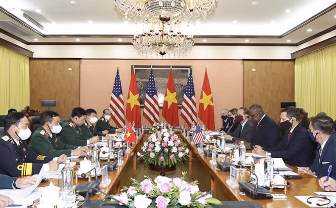 Quang cảnh hội đàm. (Ảnh: BQP)