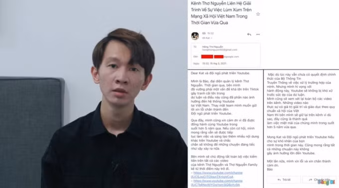 Bức thư được đại diện kênh Thơ Nguyễn công bố.