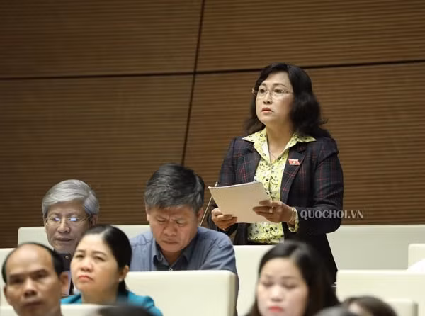 Đại biểu Nguyễn Thị Kim Bé - Đoàn đại biểu Quốc hội tỉnh Kiên Giang phát biểu. Ảnh: quochoi.vn