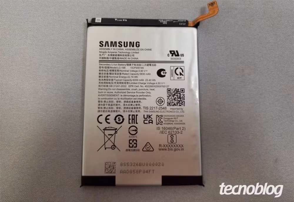 Viên pin của Galaxy A07 5G với dung lượng 6.000 mAh