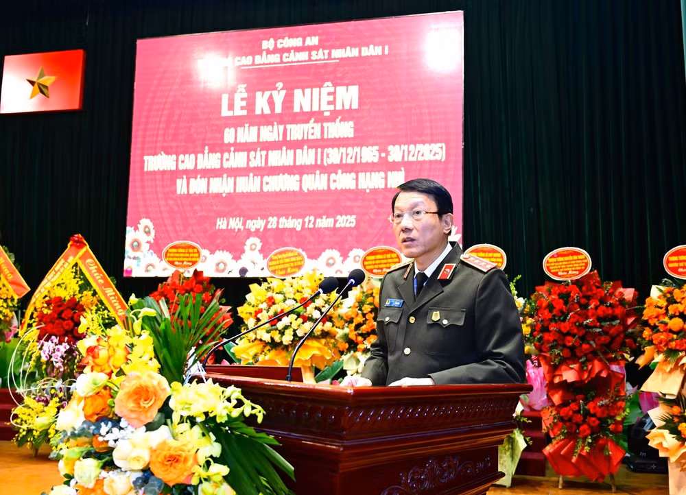 Bộ trưởng Lương Tam Quang phát biểu tại Lễ kỷ niệm 60 năm Trường Cao đẳng CSND I
